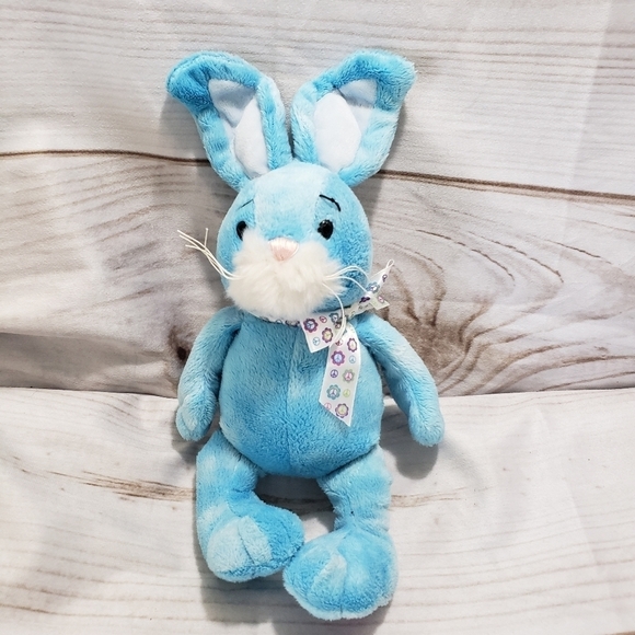 Ganz Peace & Love Blue Bunny Rabbit 10" Plush Stuffed Animal HE9755 Embroidered - Picture 1 of 8